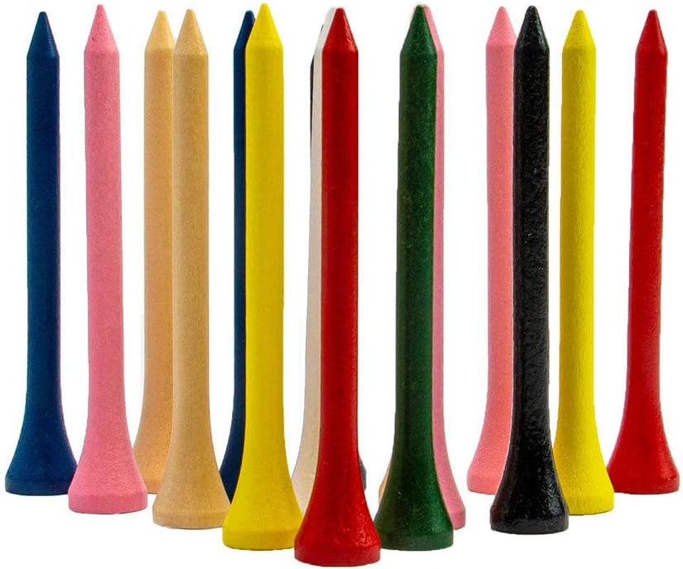 Professional Natural Wood Golf Tees - Pack of 100, Available in Multiple Colors and Sizes (3-1/4 Inch, 2-3/4 Inch, 2-1/8 Inch) - Bulk Purchase to Minimize Side Spin and Friction