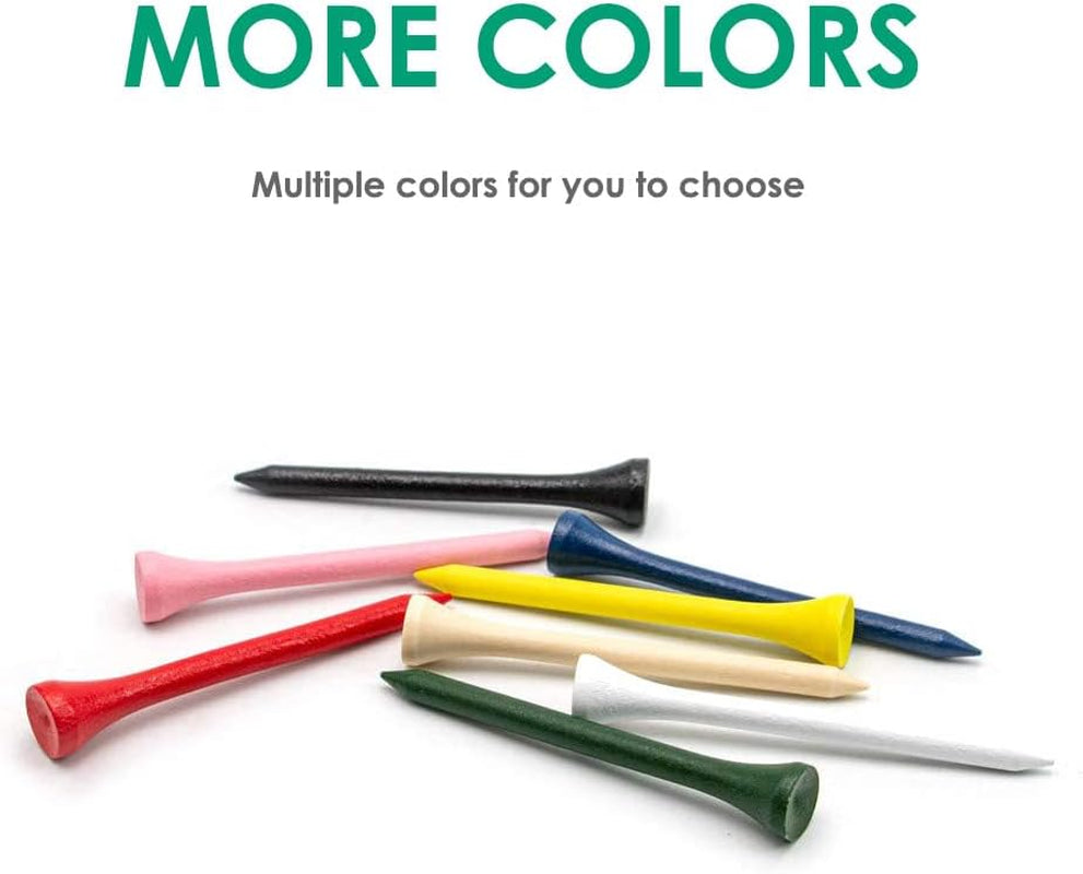 Professional Natural Wood Golf Tees - Pack of 100, Available in Multiple Colors and Sizes (3-1/4 Inch, 2-3/4 Inch, 2-1/8 Inch) - Bulk Purchase to Minimize Side Spin and Friction